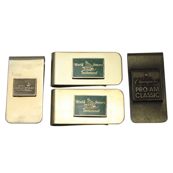  Jack Fleck Lot of 4 Money Clips - Senior Invit.(2x), WBTV Invit., and Pro-Am Classic