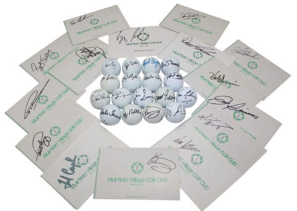 Memorial Champions - 17 Signed Golf Balls and 15 Signed Scorecards JSA COA