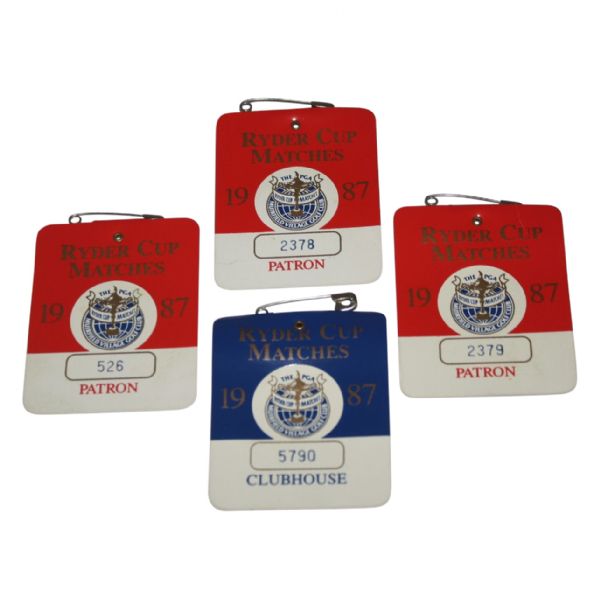 Lot of (4) 1987 Ryder Cup Badges-Muirfield Village-Jack Nicklaus, Tony Jacklin Captains