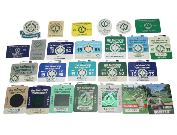 Memorial Badges Run from 1976-2000-Jack Nicklaus PGA Tour Event-Jack, Tiger Wins!