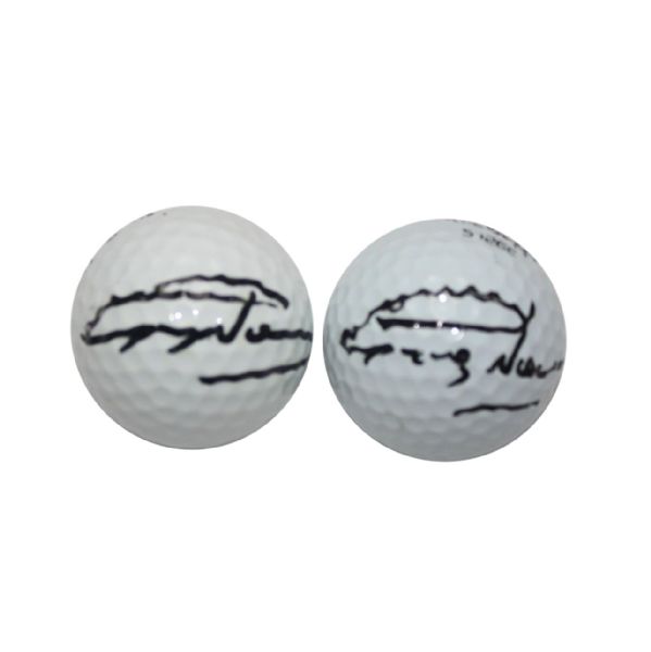 Lot of Two Greg Norman Signed Golf Balls JSA COA