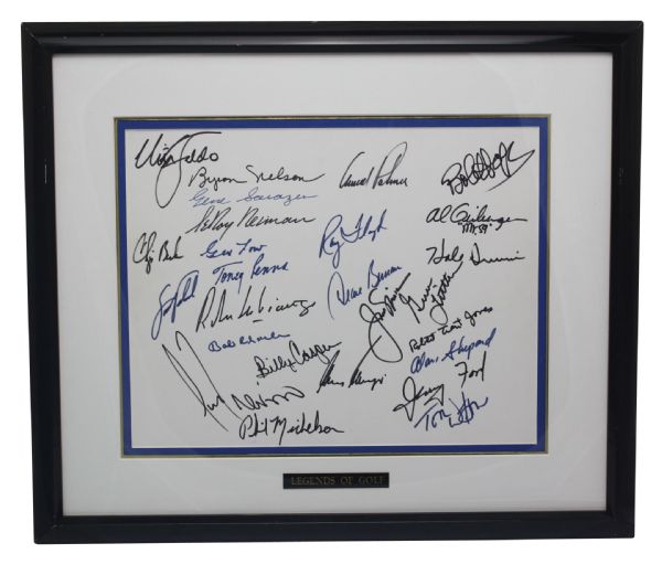 Multi-Signed Legends of Golf Framed Display - 26 includes (18 HOFer)-JSA COA