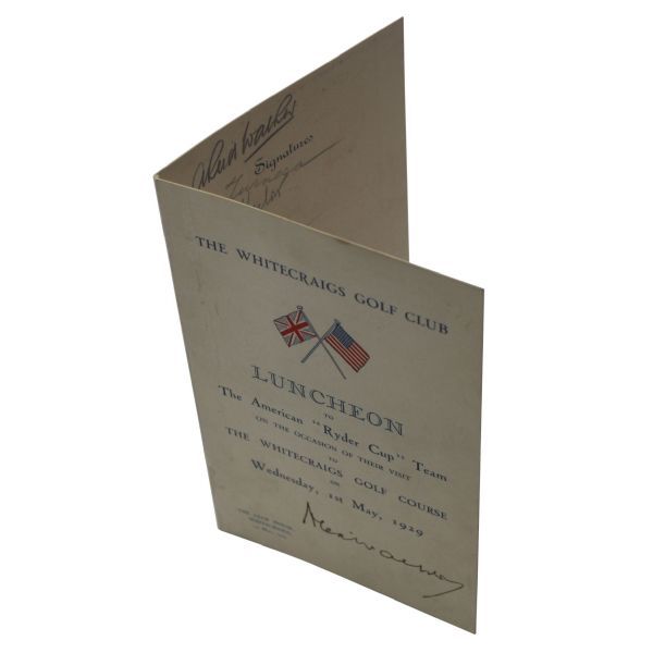 1929 Ryder Cup Teams Signed Menu - Including Two Unpublished Team Photos - SCARCE!