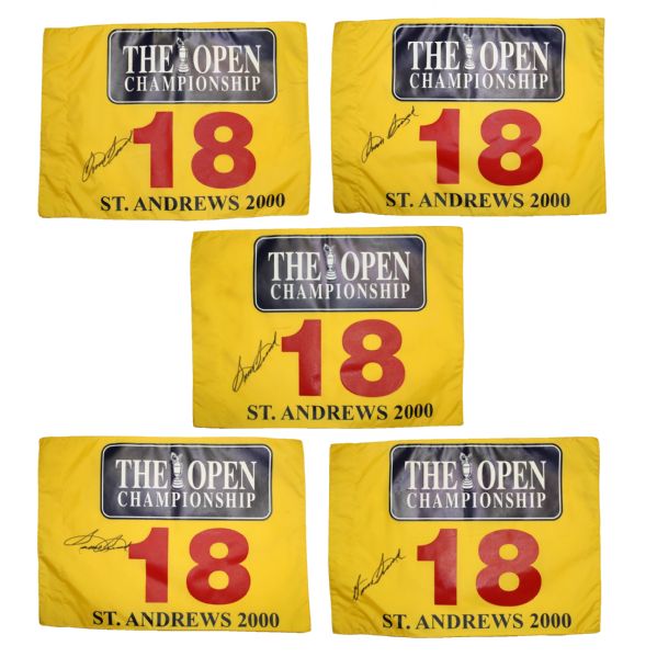 Lot of (5) Sam Snead Signed 2000 British Open Flags - St. Andrews JSA COA