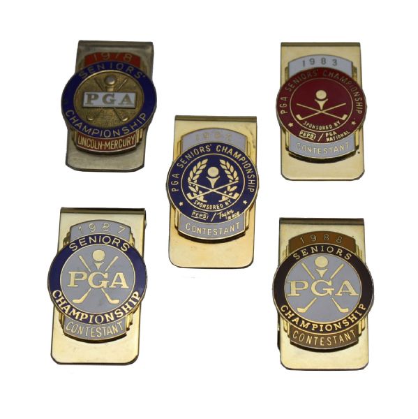 Lot of Five Jack Flecks  SeniorPGA Championship Money Clips-1978, 1982-83, 1987-88