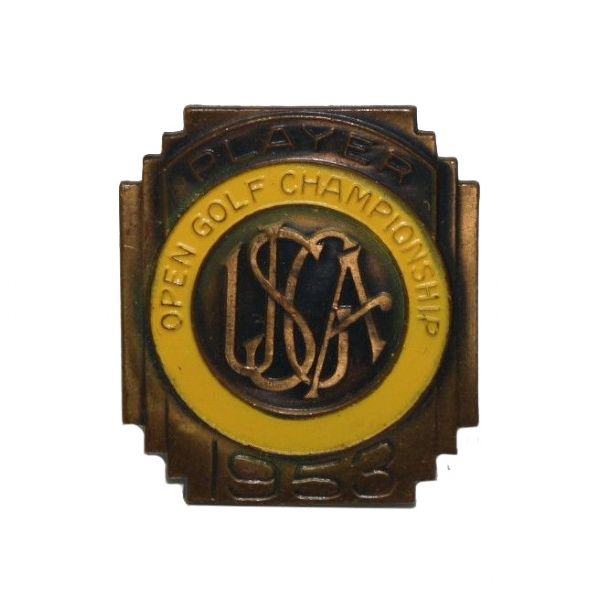 Jack Flecks 1953 U.S. Open Golf Contestant Badge-Hogans 4th Open Win, 8th Major