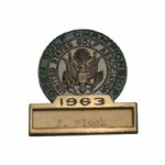 Jack Flecks 1963 USGA Open Contestant Badge-The Country Club Brookline, MA