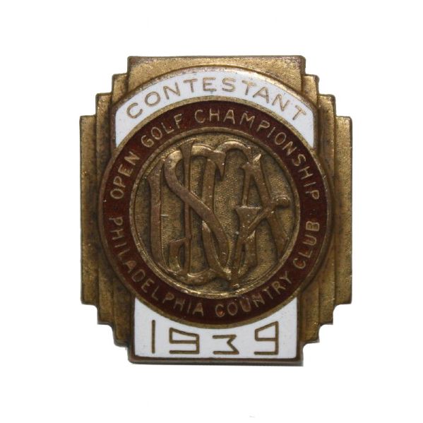 1939 US Open Contestant Badge - Byron Nelsons US Open Victory - Philadelphia C.C.