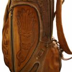 Genuine Leather Hand Tooled Aztec Mayan Indian Art Golf Bag