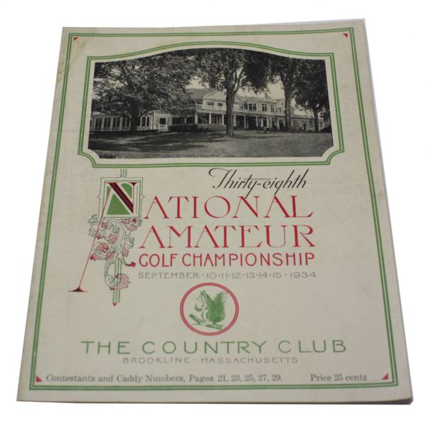 1934 US Amateur Program at The Country Club - Lawson Little  "Little Slam" Victory