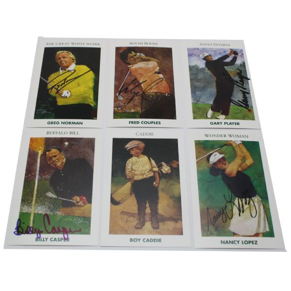 F.Couples,B.Casper,N. Lopez, G. Norman & G. Player Signed Mueller Ent. Golf Cards