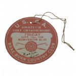 Bobby Jones 4th USGA Amateur Championship Win-1928 Ticket From Brae Burn C.C.