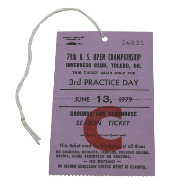1979 US Open Practice Round Ticket - Inverness
