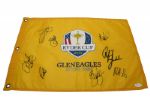 Multi-Signed 2014 Ryder Cup Screen Flag - 8 Signatures JSA Y01629