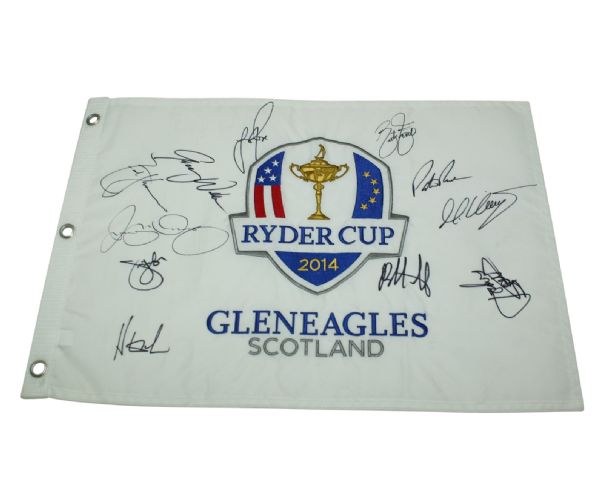 Superstar Signed 2014 Ryder Cup Embroidered White Flag JSA COA