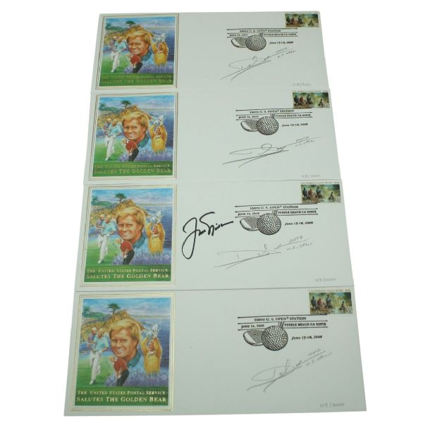 Jack Nicklaus Signed 2000 U.S. Open Golden Bear Salute Catchet, 3 More W/Artist 