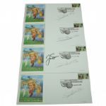 Jack Nicklaus Signed 2000 U.S. Open Golden Bear Salute Catchet, 3 More W/Artist 