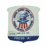 1972 US Open Press Badge - Jack Nicklaus Wins @ Pebble Beach