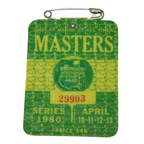 1980 Masters Badge - Seve Ballesteros First Masters Win