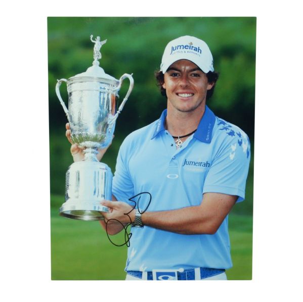 Rory McIlroy Signed Trophy Shot 8x10 Photo JSA COA