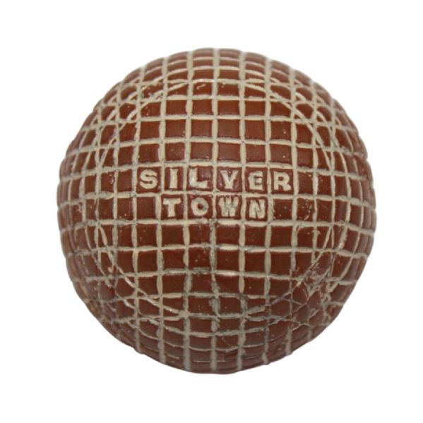 A Red Painted Silvertown Mesh-Patterned Gutty Golf Ball