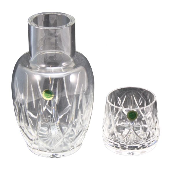 2004 Etched Masters Logo Cut Crystal Decanter & Glass- Hand Made In Ireland