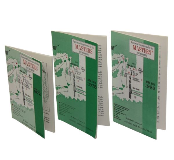 Lot of Three Masters Spectator Guides:Jack  Nicklaus Victories - 72, 75, and 86