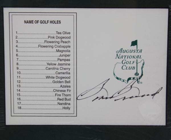 Sam Snead Signed Scorecard - Mounted with Photo and Stats Card JSA COA