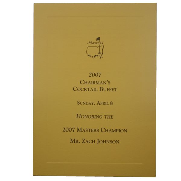 2007 Chairmans Cocktail Buffet Invitation to Honor Zach Johnson