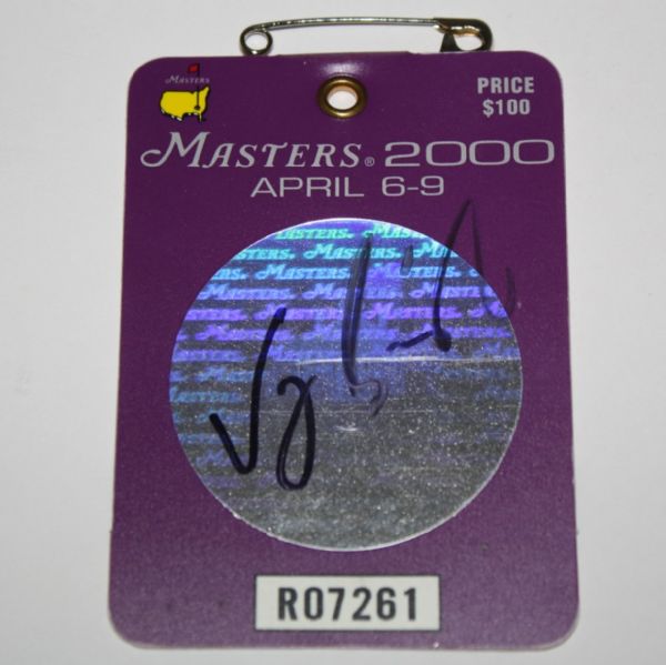 Vijay Singh Autographed 2000 Masters Badge JSA COA