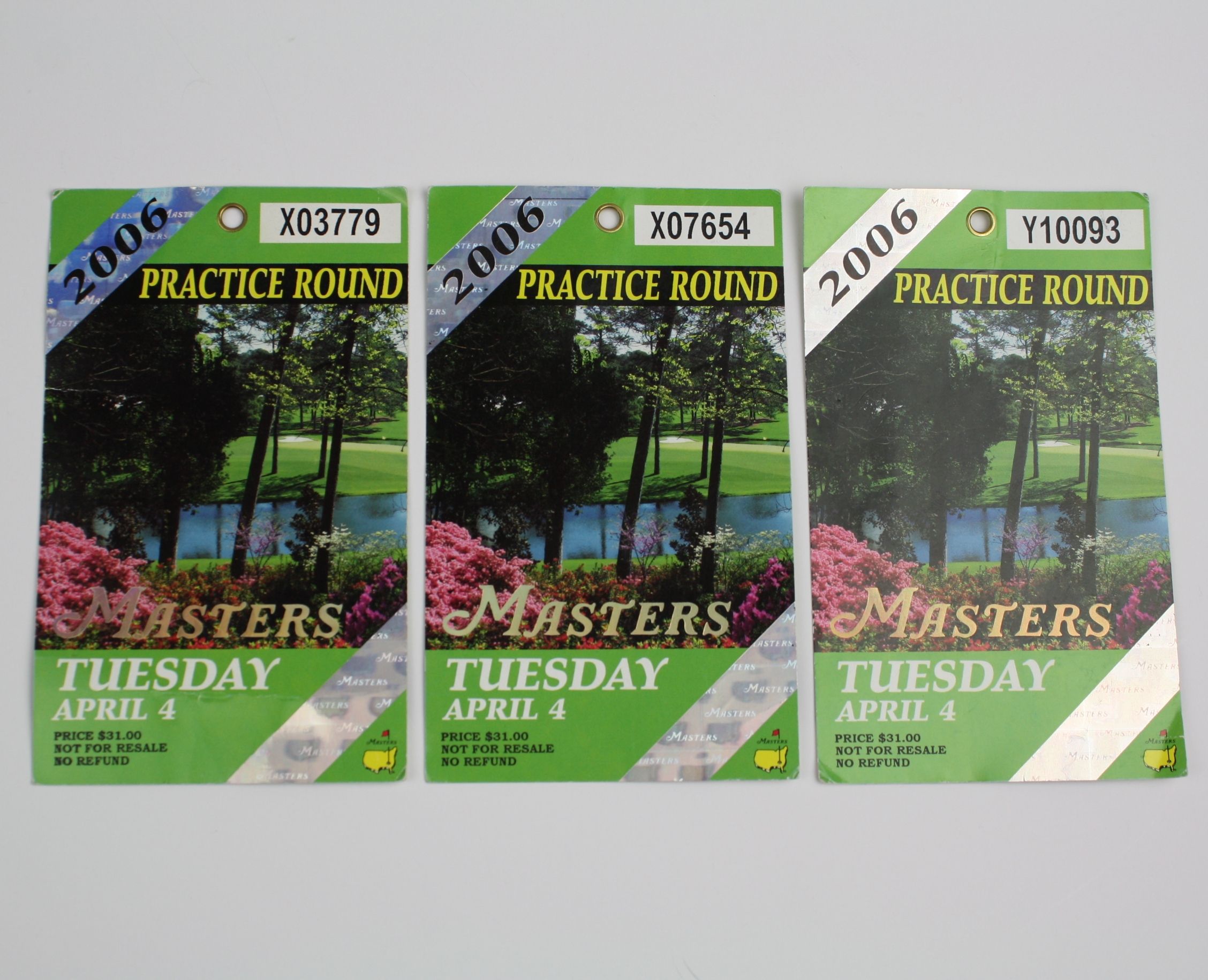 Lot Detail (3) 2006 Masters Practice Round Tickets Phil Mickelson Champ