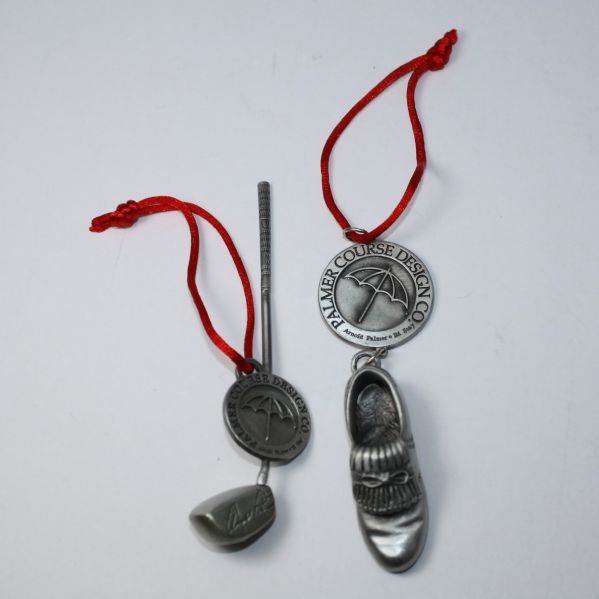 Lot of Two Arnold Palmer Ornaments - Shoe and Club