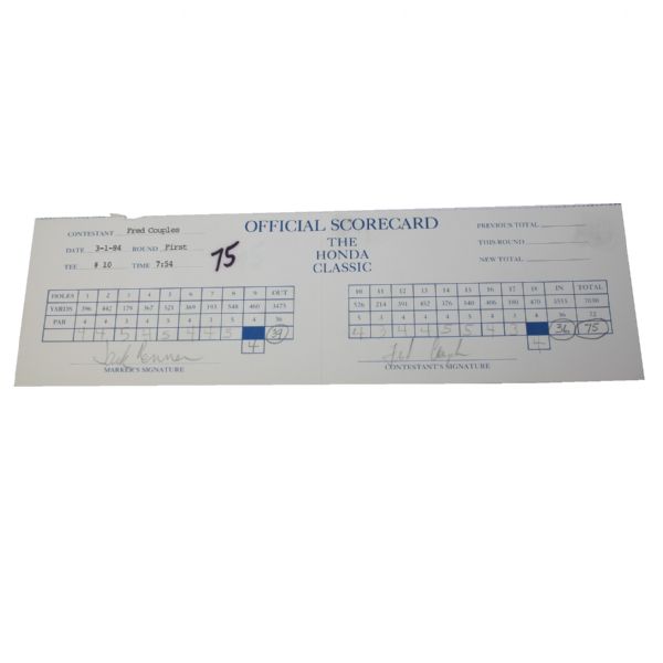 Fred Couples Signed Official Scorecard - 1984 The Honda Classic JSA COA