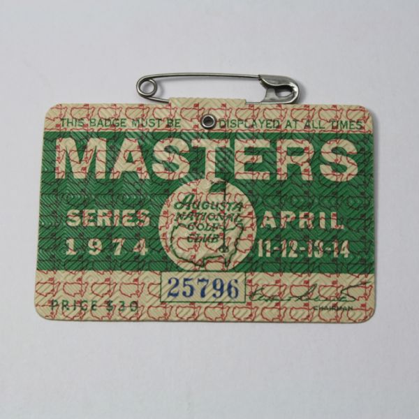 1974 Masters Badge - Gary Player Winner