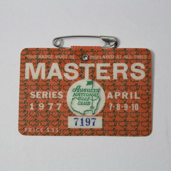 1977 Masters Tournament Badge - Watsons First Masters Win