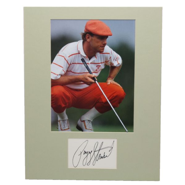 Payne Stewart Signed 3x5 Cut with Accompanying 8x10 Photo JSA COA