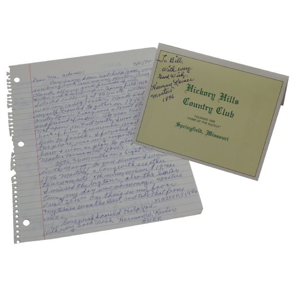 Detailed Herman Keiser ALS with 3 Signatures - Also Signed Home Course Scorecard JSA COA