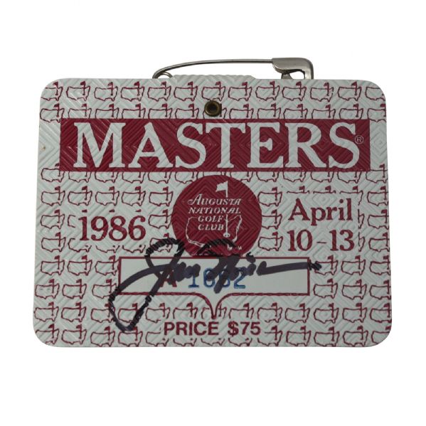 Jack Nicklaus Signed 1986 Masters Badge JSA COA
