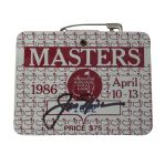 Jack Nicklaus Signed 1986 Masters Badge JSA COA
