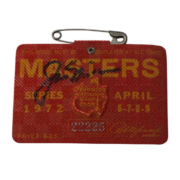Jack Nicklaus Signed 1972 Masters Badge JSA COA