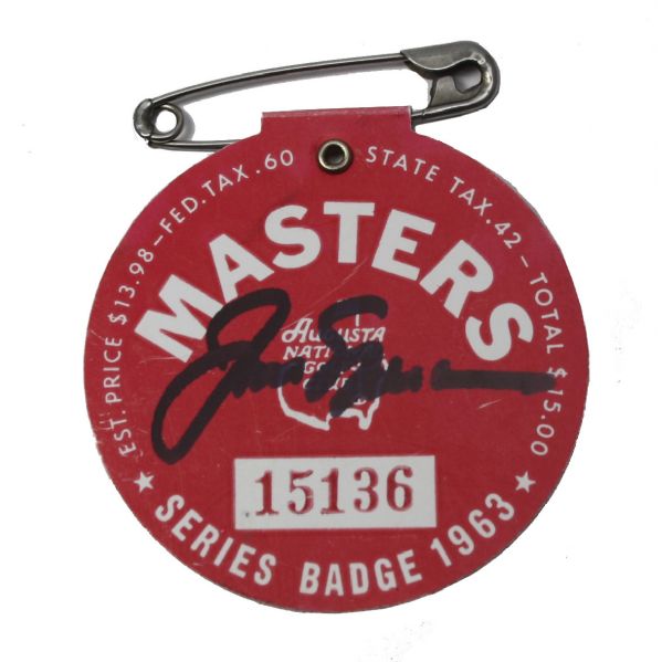 Jack Nicklaus Signed 1963 Masters Badge JSA COA