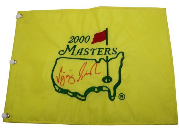 Vijay Singh Signed 2000 Masters Embroidered Flag - Middle JSA COA