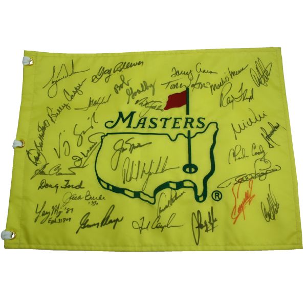 Billy Caspers Undated Masters Dinner Flag Signed by 29 Champs! JSA COA
