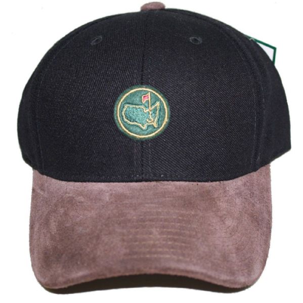 Augusta National Members Black Circle Patch Hat with Brown Bill