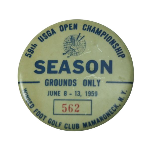 1959 US Open Season Badge - Winged Foot