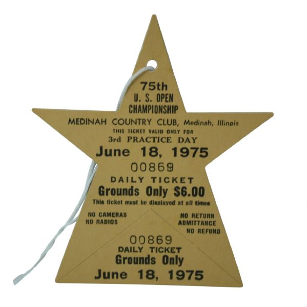 1975 US Open Full Practice Day Ticket - Medinah CC