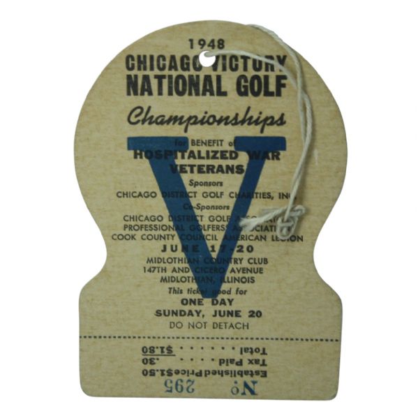 1948 Chicago Victory Open Ticket - Bobby Locke Winner