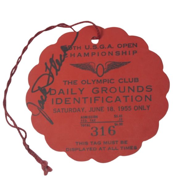 1955 U.S. Open Ticket Signed by Champion Jack Fleck - Stunning Mint Condition!