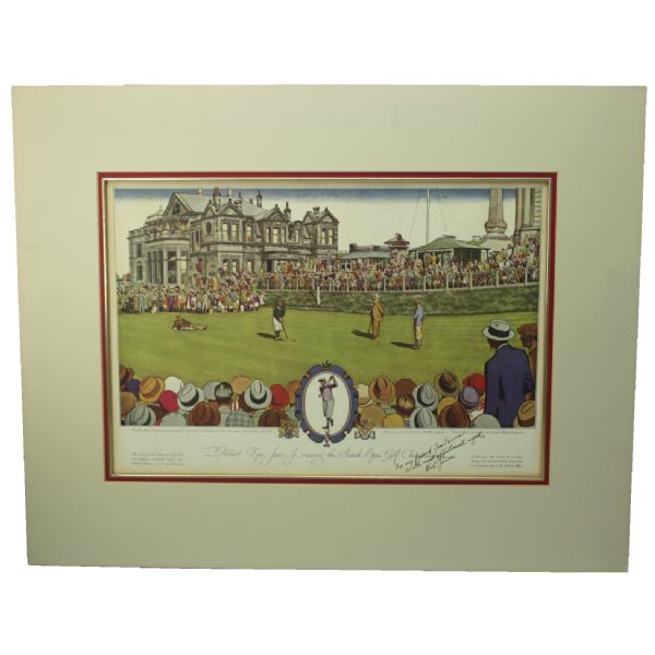 Bobby Jones Signed 1930 Currier & Ives British Open @ St. Andrews - RARE! PSA #W06405