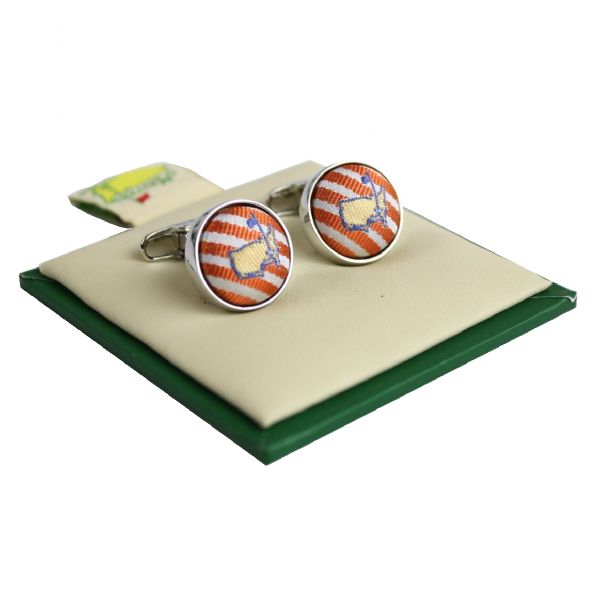 Masters Undated Silk Orange and White Cuff Links